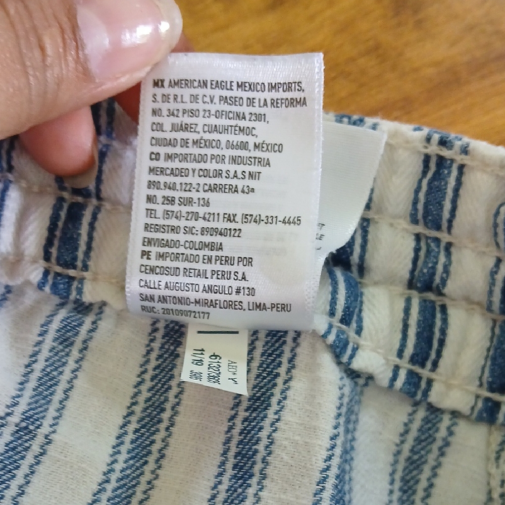 American Eagle Outfitters Blue and White Straight‎ Leg Pants Size 0 - Picture 8 of 8